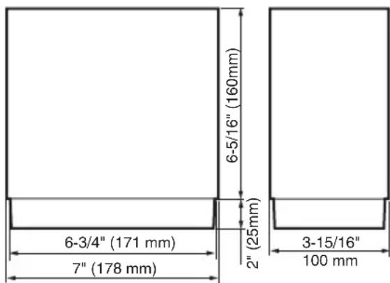 6-5/16" (160mm) 6-3/4" (171 mm) 7" (178 mm) 2" (25mm) 3-15/16" 100 mm