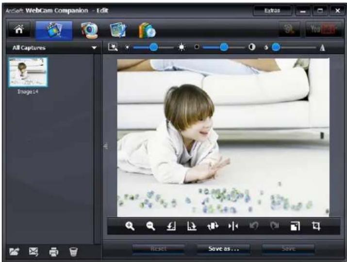 ArcSoft WebCam Companion - Edit All Captures Image14 Reset Save as... Save