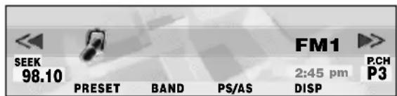SEEK 98.10 PRESET BAND PS/AS FM1 2:45 pm P.CH DISP P3