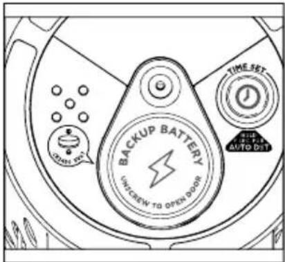 BACKUP BATTERY UNCREW TO OPEN DOOR TIME SET AUTO DIST
