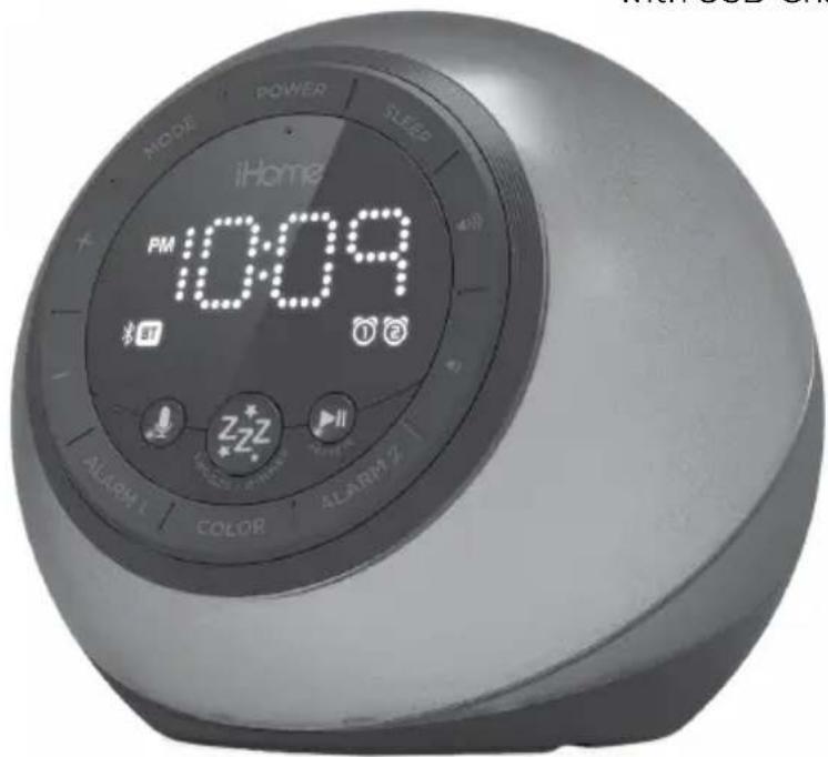 iHome PM 10:09 327 ZZZ TWO OF WMMS ALARM 1 COLOR SLEEP ALARM 2