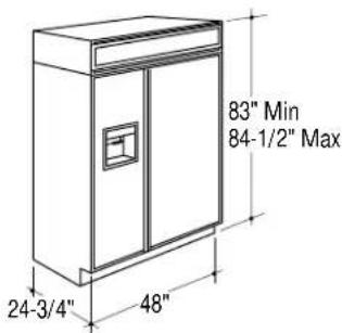 83" Min 84-1/2" Max 24-3/4" 48"