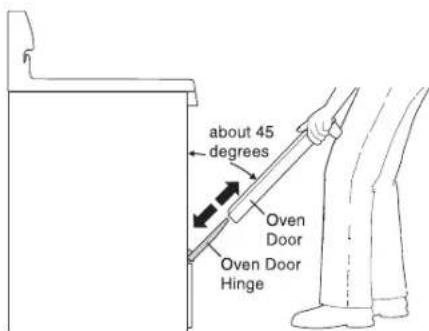 about 45 degrees Oven Door Oven Door Hinge