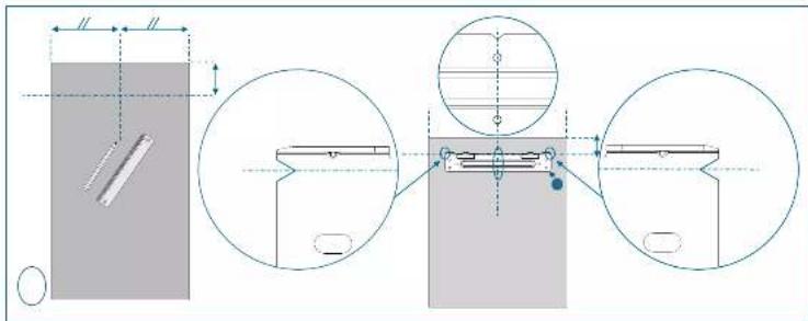 Technical diagram showing mechanical assembly steps with dimension annotations and cross-sectional views