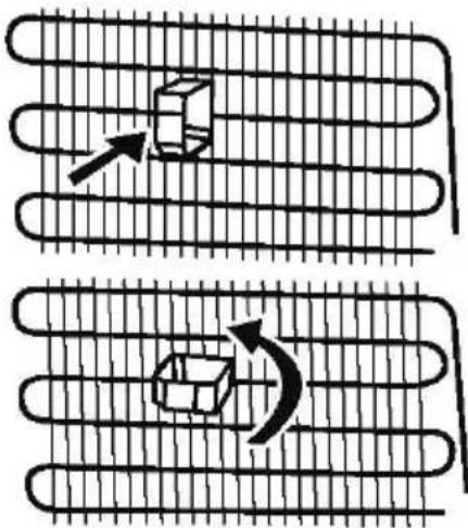 Diagram illustrating a mechanical or fluid system with two coils, one moving and the other moving with an arrow indicating direction.