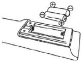 Simple line drawing of a handheld device with two batteries and a battery cover (no text or symbols)