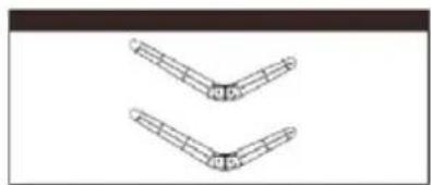 Two identical line drawings of a V-shaped structure with internal segments, no text or symbols present.