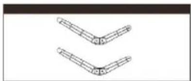 Two identical line drawings of a V-shaped mechanical or architectural component, no text or symbols present.