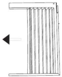 Simple line drawing of a vertical panel or vent with internal blades, no text or symbols present