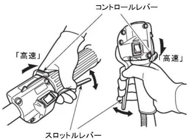 コントロールレバー 「高速」 「高速」 スロットルレバー