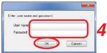 Enter user name and password. User name Password OK Cancel