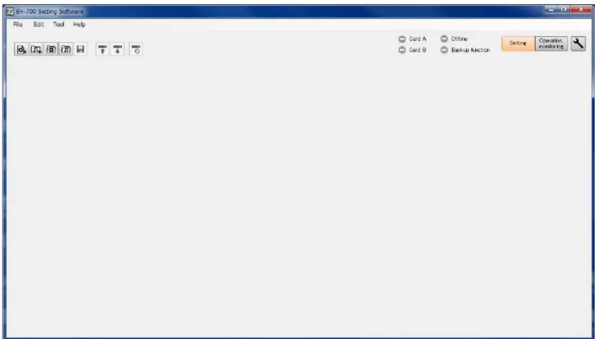EV-700 Setting Software File Edit Tool Help Card A Offline Card B Backup function Setting Operation. monitoring