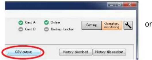 Card A Card B Online Backup function Setting Operation, monitoring or CSV output History download History file readout