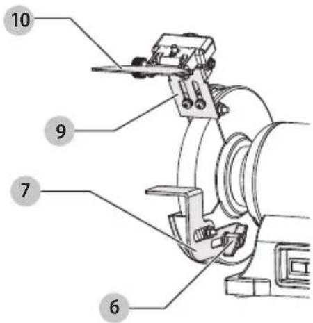 Technical diagram of a mechanical device with numbered parts labeled 6, 7, 9, and 10