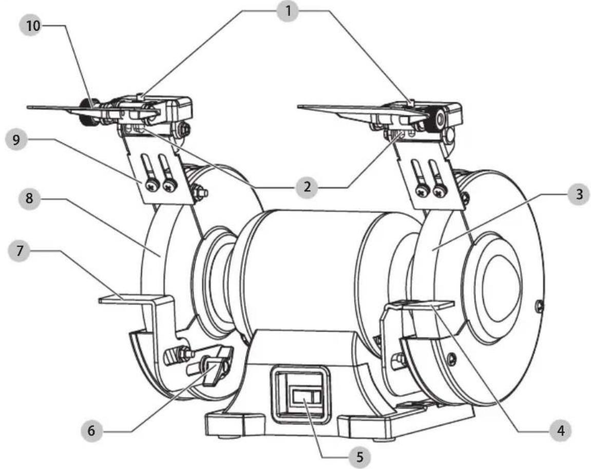 Technical diagram of a mechanical device with numbered components for identification