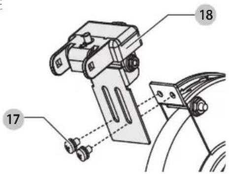 Technical diagram of a mechanical device with numbered parts labeled 17 and 18