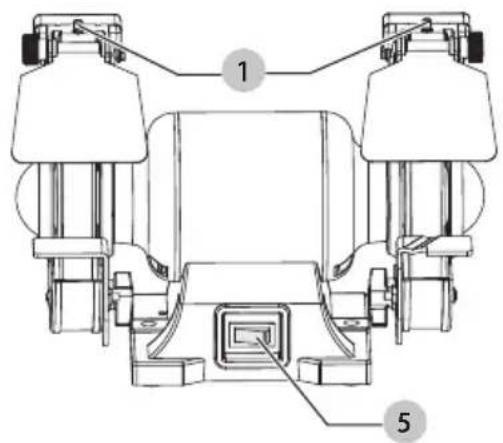 Technical diagram of a vehicle seat assembly with labeled parts 1 and 5