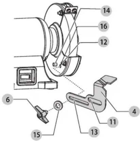 Technical diagram of a mechanical device with numbered components for identification
