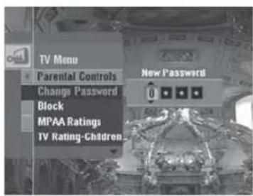 TV Menu Parental Controls Change Password Block MPAA Ratings TV Rating-Children New Password