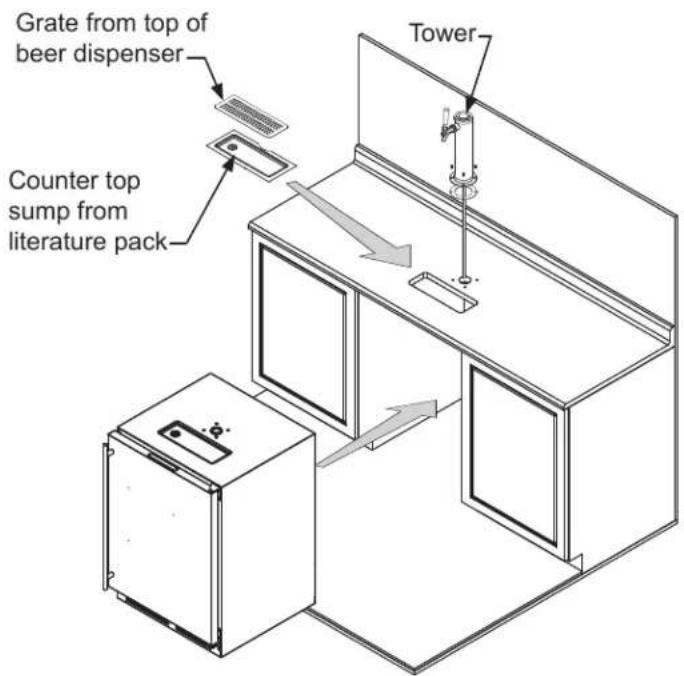Grate from top of beer dispenser Tower Counter top sump from literature pack