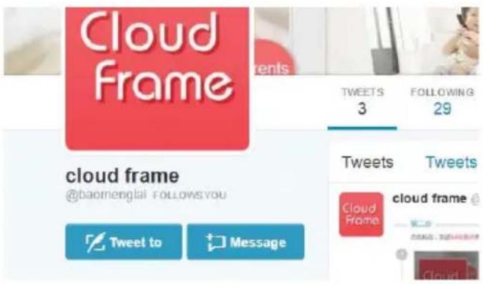 Cloud Frame TWEETS 3 FOLLOWING 29 cloud frame @baomenglai FOLLOWSYOU Tweet to Message Tweets Tweets Cloud Frame cloud frame @