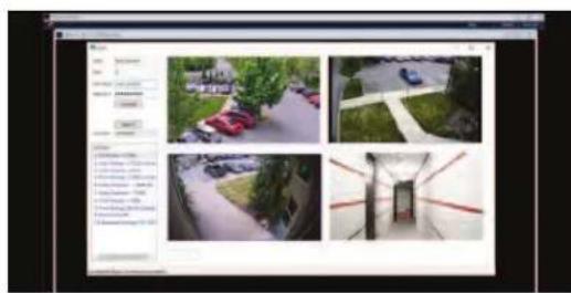 Screenshot of a software interface displaying four outdoor scenes with visible text labels and icons, likely from an image processing or security system.