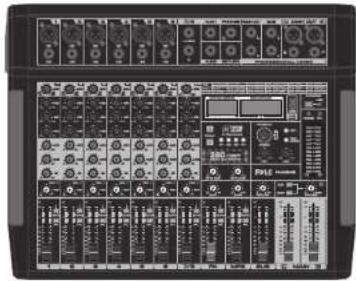 Front panel of a audio recording device with labeled knobs, switches, and a display screen showing waveform.