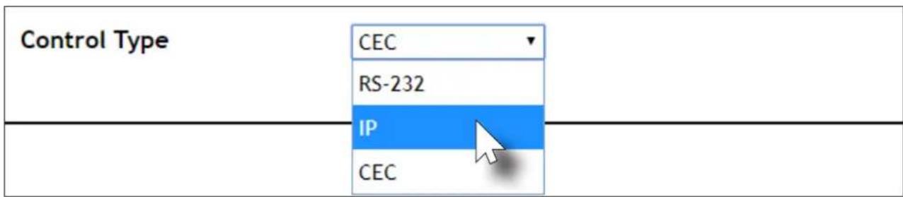 Control Type CEC RS-232 IP CEC