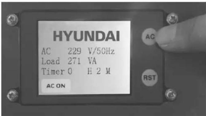 HYUNDAI AC 229 V/50Hz Load 271 VA Timer 0 H 2 M AC ON AC RST