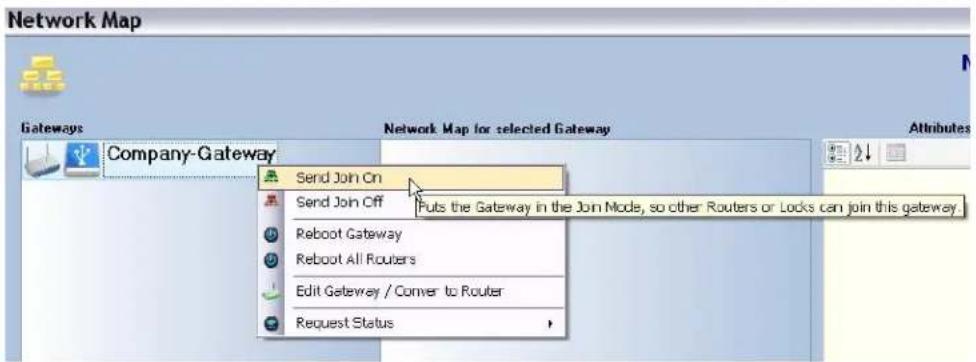 Network Map Gateways Company-Gateway Send Join On Send Join Off Puts the Gateway in the Join Mode, so other Routers or Locks can join this gateway. Reboot Gateway Reboot All Routers Edit Gateway / Conver to Router Request Status