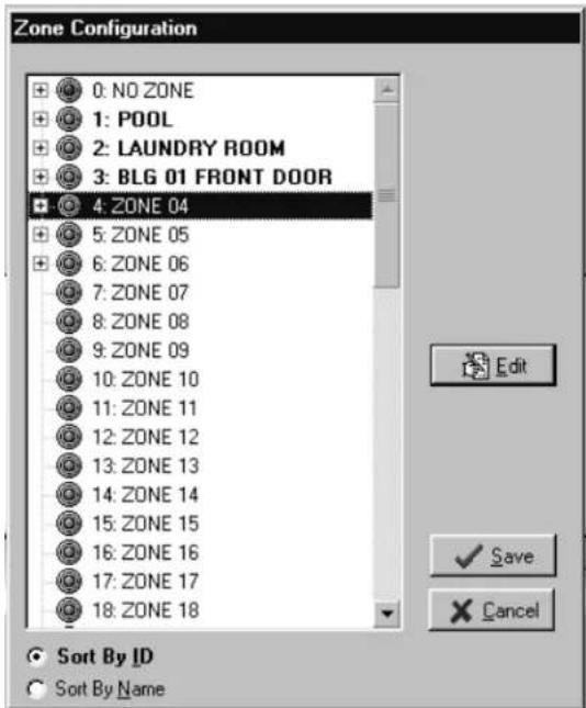 Zone Configuration 0: NO ZONE 1: POOL 2: LAUNDRY ROOM 3: BLG 01 FRONT DOOR 4: ZONE 04 5: ZONE 05 6: ZONE 06 7: ZONE 07 8: ZONE 08 9: ZONE 09 10: ZONE 10 11: ZONE 11 12: ZONE 12 13: ZONE 13 14: ZONE 14 15: ZONE 15 16: ZONE 16 17: ZONE 17 18: ZONE 18 Edit ✓ Save × Cancel Sort By ID Sort By Name