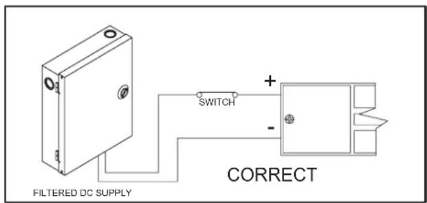 FILTERED DC SUPPLY SWITCH + - CORRECT