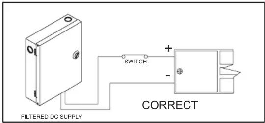 FILTERED DC SUPPLY SWITCH + - CORRECT