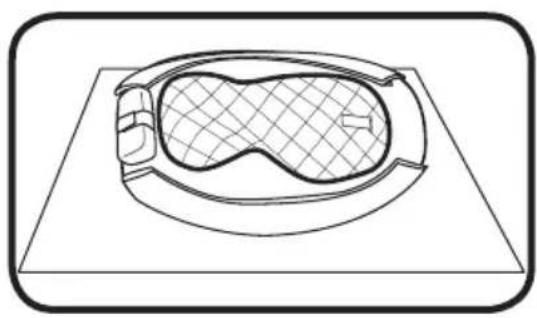 Line drawing of a safety helmet with mesh pattern (no text or symbols)