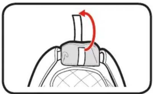 Diagram of a mechanical component with a red arrow indicating rotation, no text or symbols present