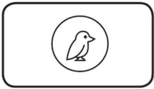 Simple line drawing of a bird inside a circle, enclosed in a rounded rectangle (no text or symbols)