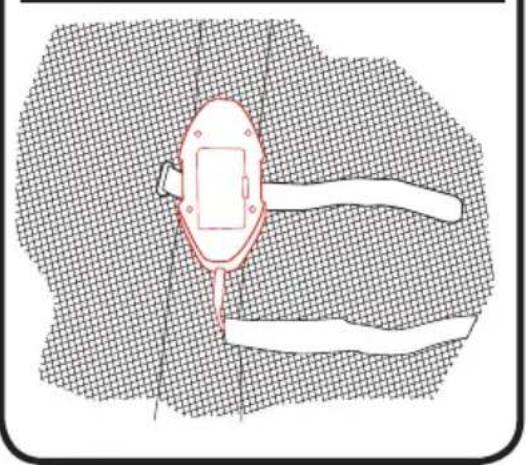 Diagram of a device with a handle and screen, set against a grid background (no text or symbols)