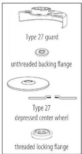 Type 27 guard unthreaded backing flange Type 27 depressed center wheel threaded locking flange