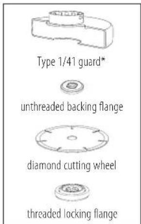 Type 1/41 guard* unthreaded backing flange diamond cutting wheel threaded locking flange