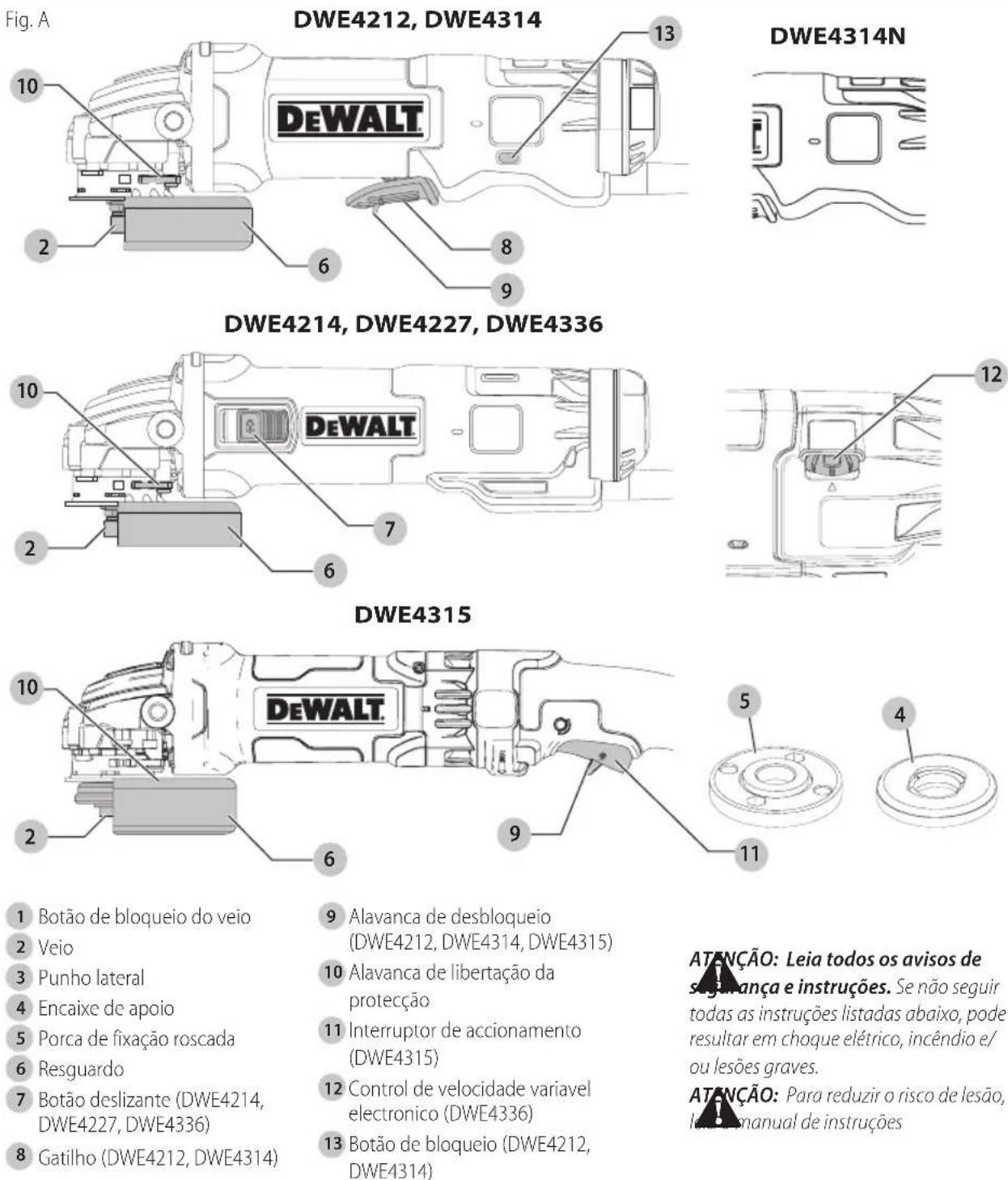DEWALT DWE4315 - Definições: Símbolos e palavras de alerta de segurança - 1
