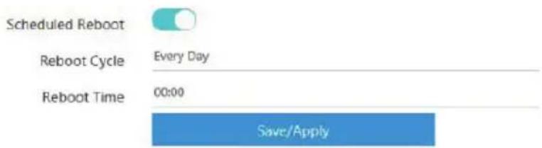 Scheduled Reboot Reboot Cycle Every Day Reboot Time 00:00 Save/Apply