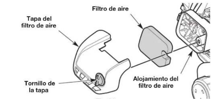 Tapa del filtro de aire Filtro de aire Tornillo de la tapa Alojamiento del filtro de aire