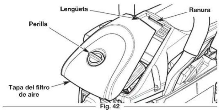 Lengüeta Ranura Perilla Tapa del filtro de aire Fig. 42
