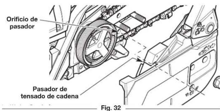 Orificio de pasador Pasador de tensado de cadena Fig. 32