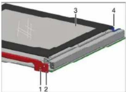 Technical diagram of a layered electronic component with numbered parts labeled 1, 2, 3, and 4