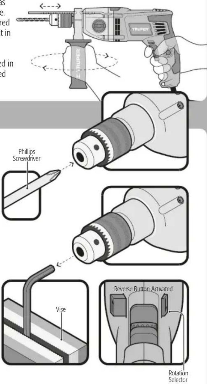 is e. red t in ed in ed Truper Phillips Screwdriver Vise Reverse Button Activated Rotation Selector