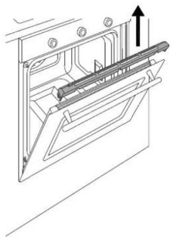 Technical line drawing of a mechanical assembly with an upward arrow indicating motion (no text or symbols present)