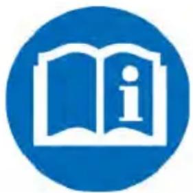 Blue circular icon with a white open book and information symbol (no text or numbers)