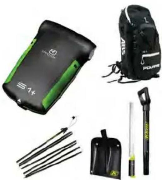 Product photo of a multi-step ski gear kit with green accents and labeled accessories (no visible text or symbols)