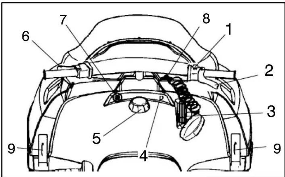 Technical diagram of a car's internal components with numbered parts for identification